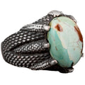925 Sterling Silver Men's Ring, Natural Arizona Turquoise Stone Ring, Claw Ring