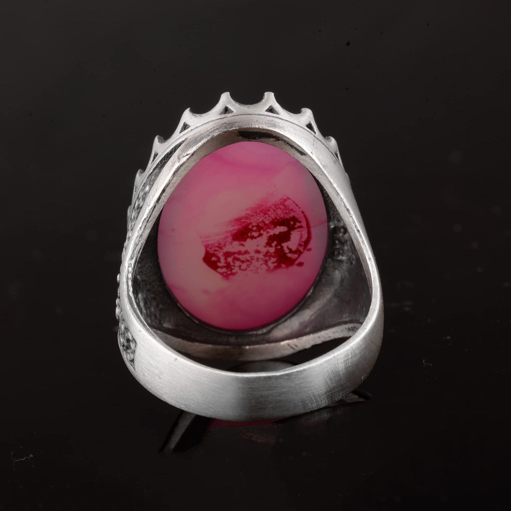 Silver Men's Ring with Drusy Quartz - Shiny Stone Collection — 8
