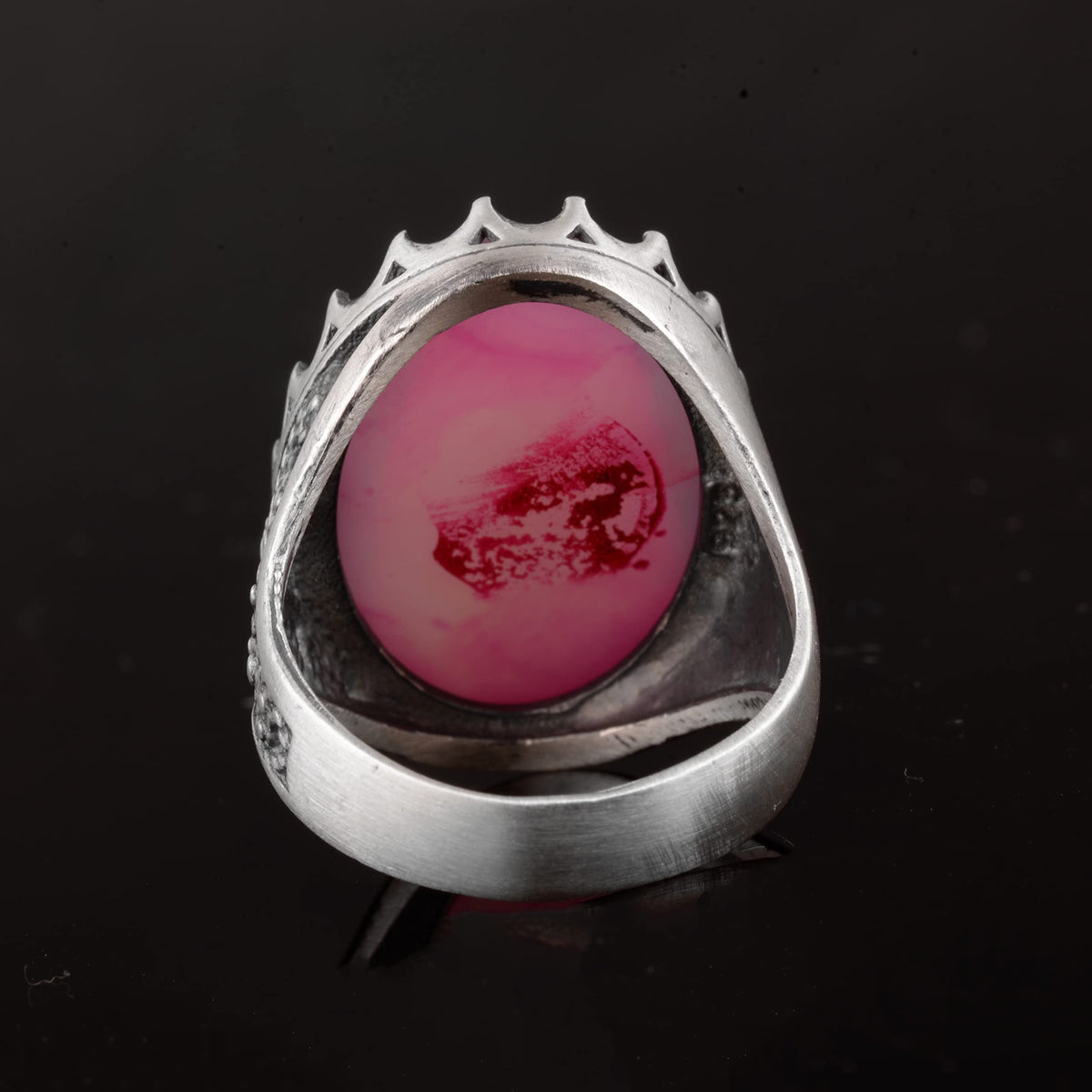 Silver Men's Ring with Drusy Quartz - Shiny Stone Collection — 8