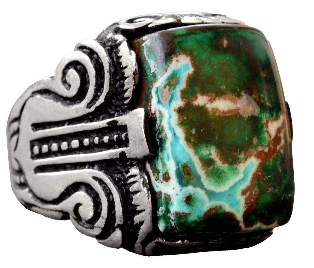 Real Natural Arizona Turquoise Gemstone Ring, 18.30 Carat, Sterling Silver Ring For Men, Stacking Ring Gemstone
