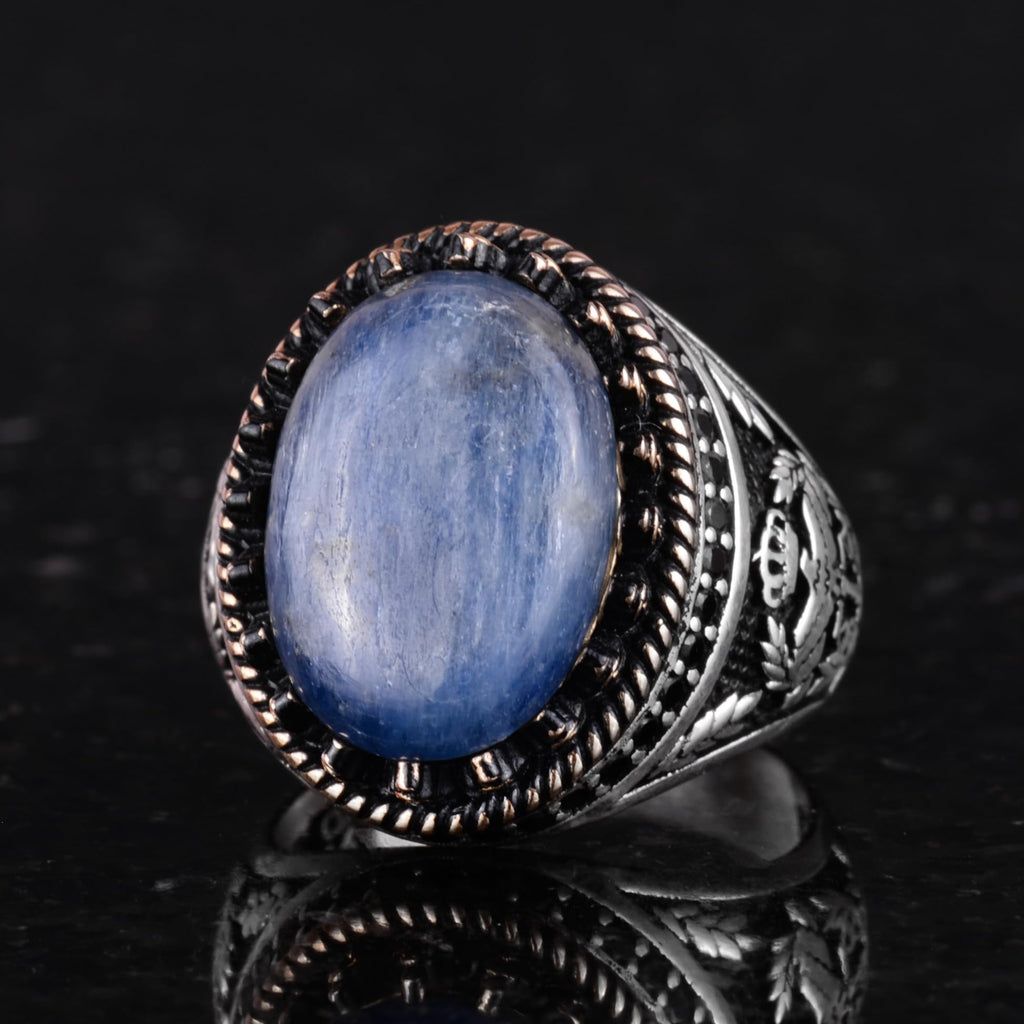 Natural Kyanite Stone Handmade Falcon Ring - 925 Sterling Silver — 6