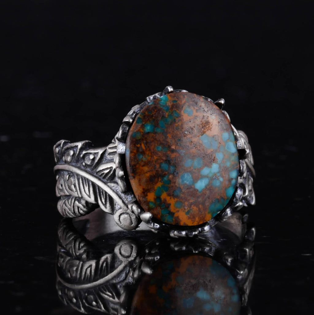 Natural Arizona Turquoise Stone Ring - 925 Sterling Silver (Model-8) — 5