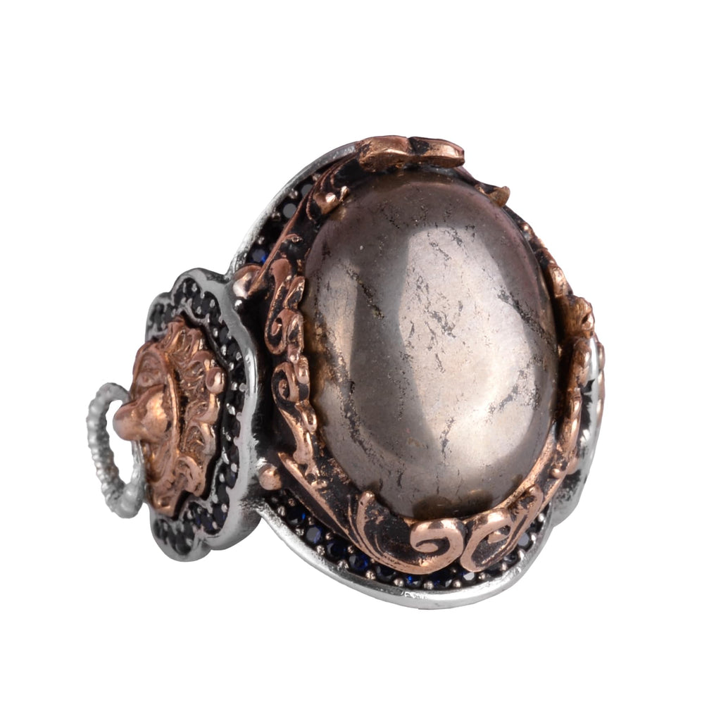 Handmade Pyrite Stone Ring - 925 Sterling Silver Men's Ring