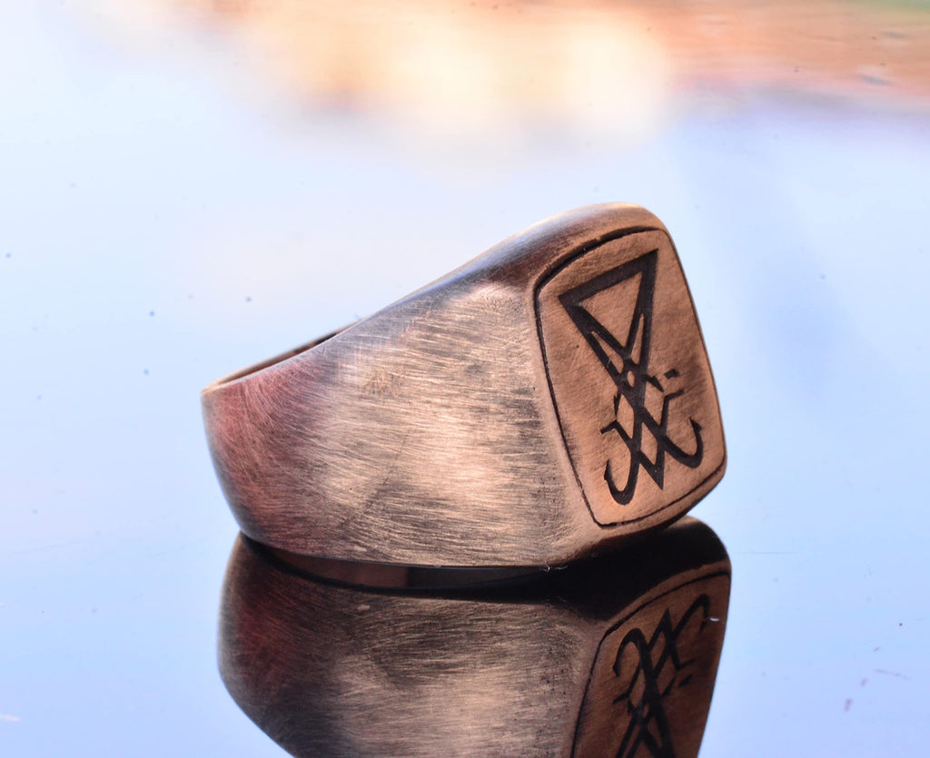 Handmade 925 Sterling Silver Men's Ring with Lucifer Emblem — 4