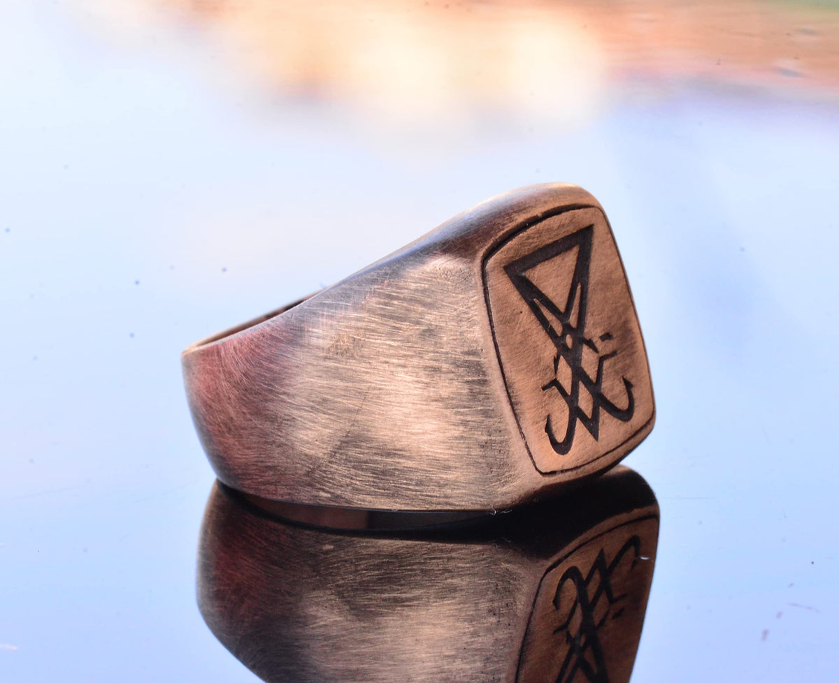 Handmade 925 Sterling Silver Men's Ring with Lucifer Emblem — 4