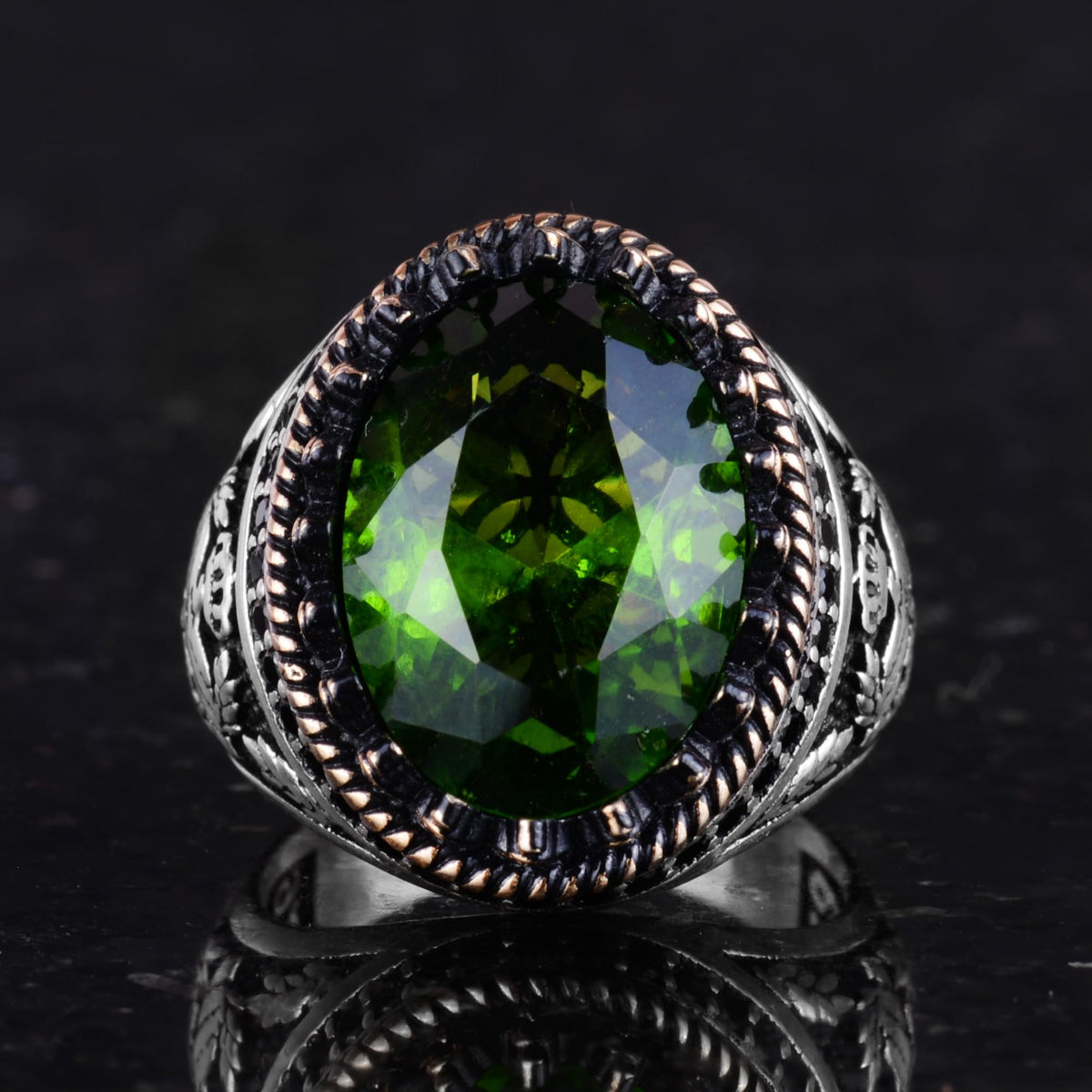 925 Sterling Silver Ring, Artificial Stone Ring, Eagle Symbol Ring, Handmade Ring (Colorless) — 4