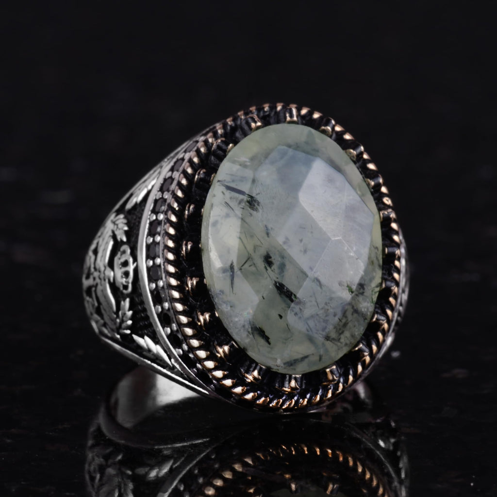 Natural Stone Ring - Handmade Eagle Ring - 925 Sterling Silver (Model-5) — 6