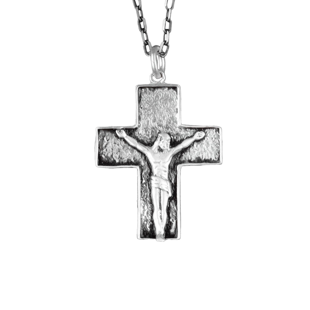 KAMBO 925 Sterling Silver Cross Necklace, Jesus on the Cross Necklace, Handmade Religious Jewelry