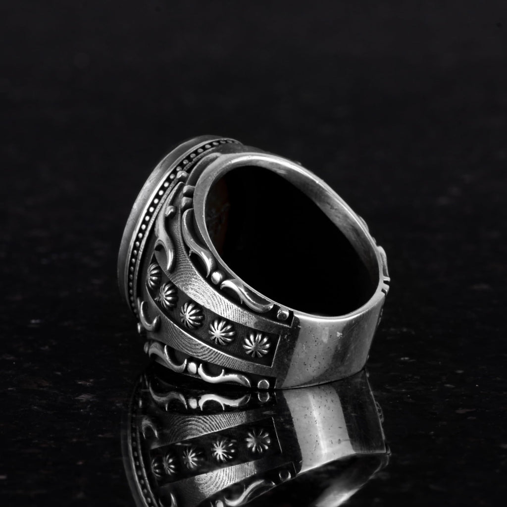 Synthetic Stone Ring, 925 Sterling Silver Ring, Designer Silver Men's Ring — 5