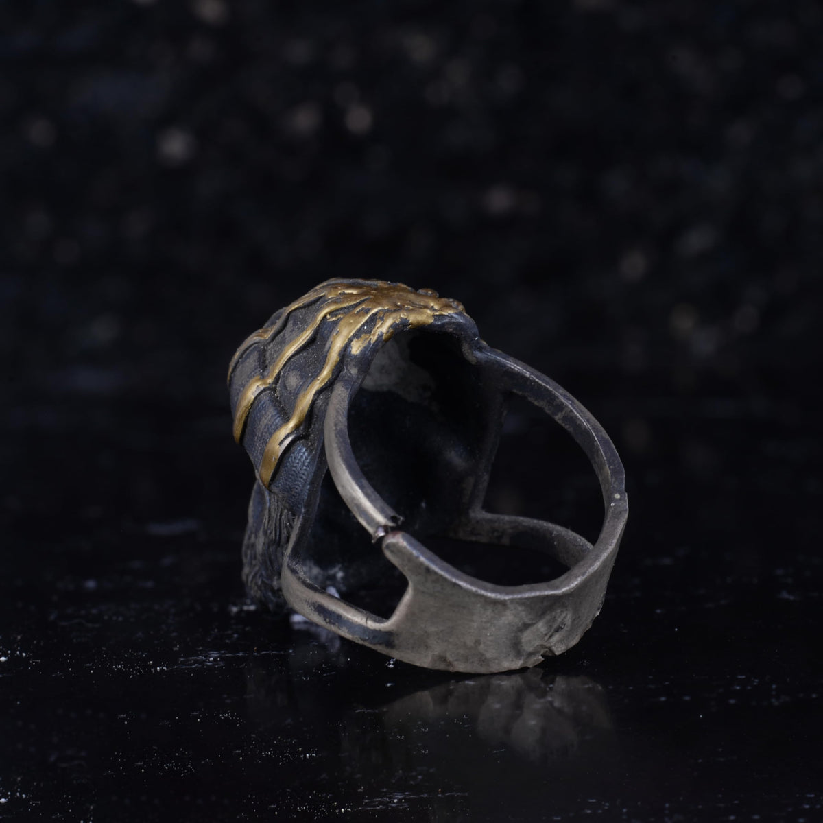KAMBO Gorilla Head Men's Ring – 925 Sterling Silver Gold Plated Primate Ring – Handmade Animal Statement Jewelry — 7