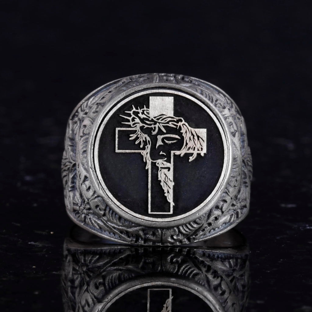Cross Ring - Men's 925 Sterling Silver Christian Ring - Jesus Ring — 4