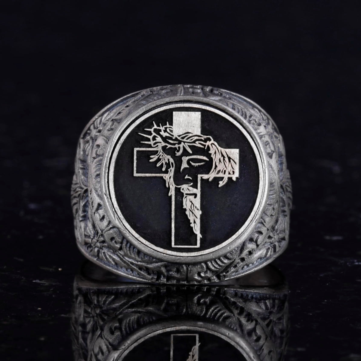 Cross Ring - Men's 925 Sterling Silver Christian Ring - Jesus Ring — 4