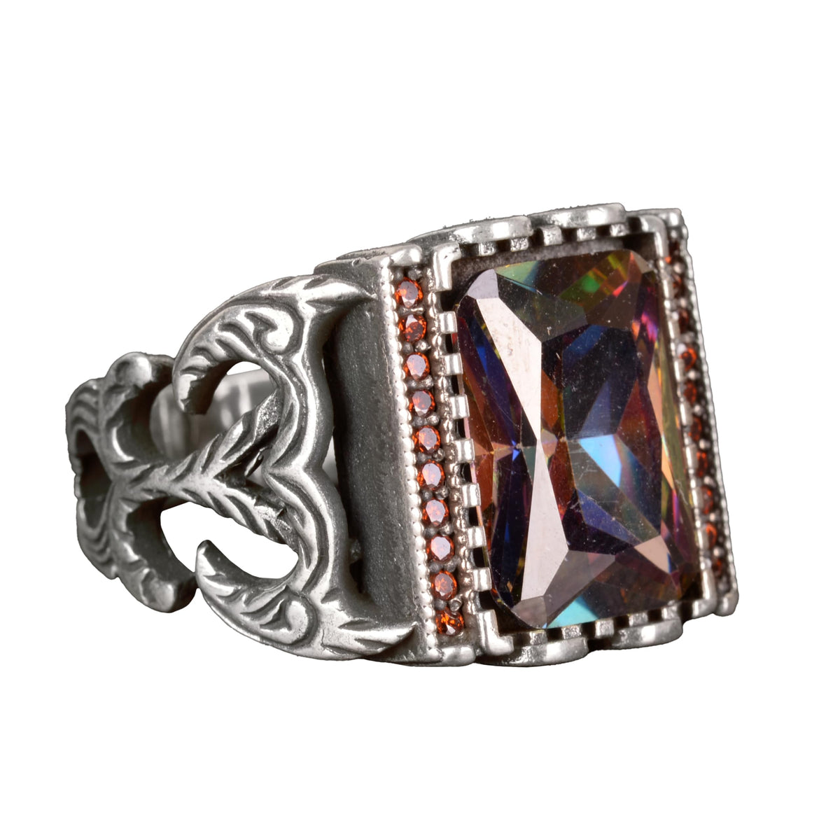 KAMBO Handcrafted Ring, Mystic Topaz Stone Ring, 925 Sterling Silver