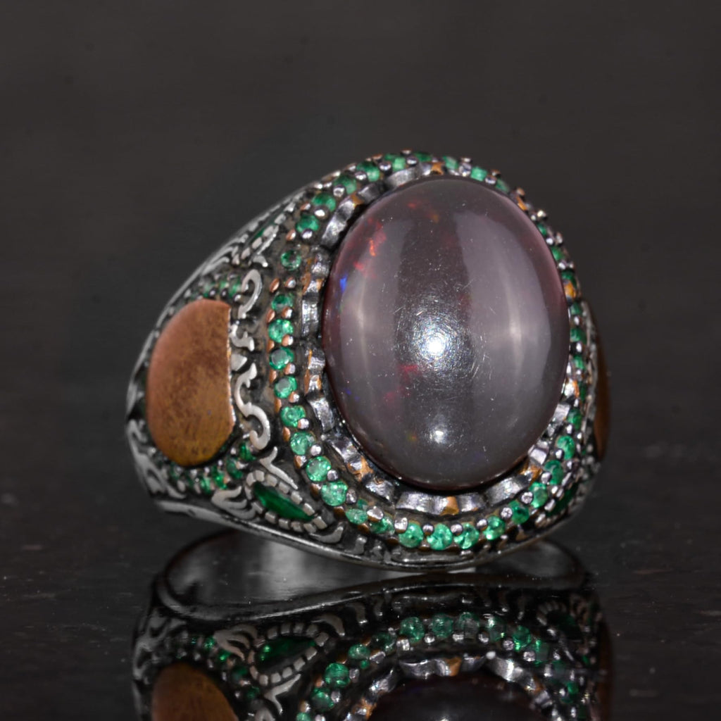 925 Sterling Silver Ring with Real Oval Opal Stone — 5