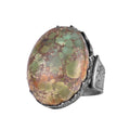 KAMBO 925 Sterling Silver Natural Turquoise Stone Large Men's Ring – Handmade Spiritual Healing Jewelry (Style-1)