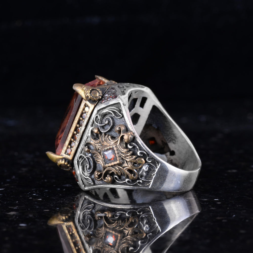 925 Sterling Silver Handmade Stone Ring (Synthetic Sultanit Stone) — 7