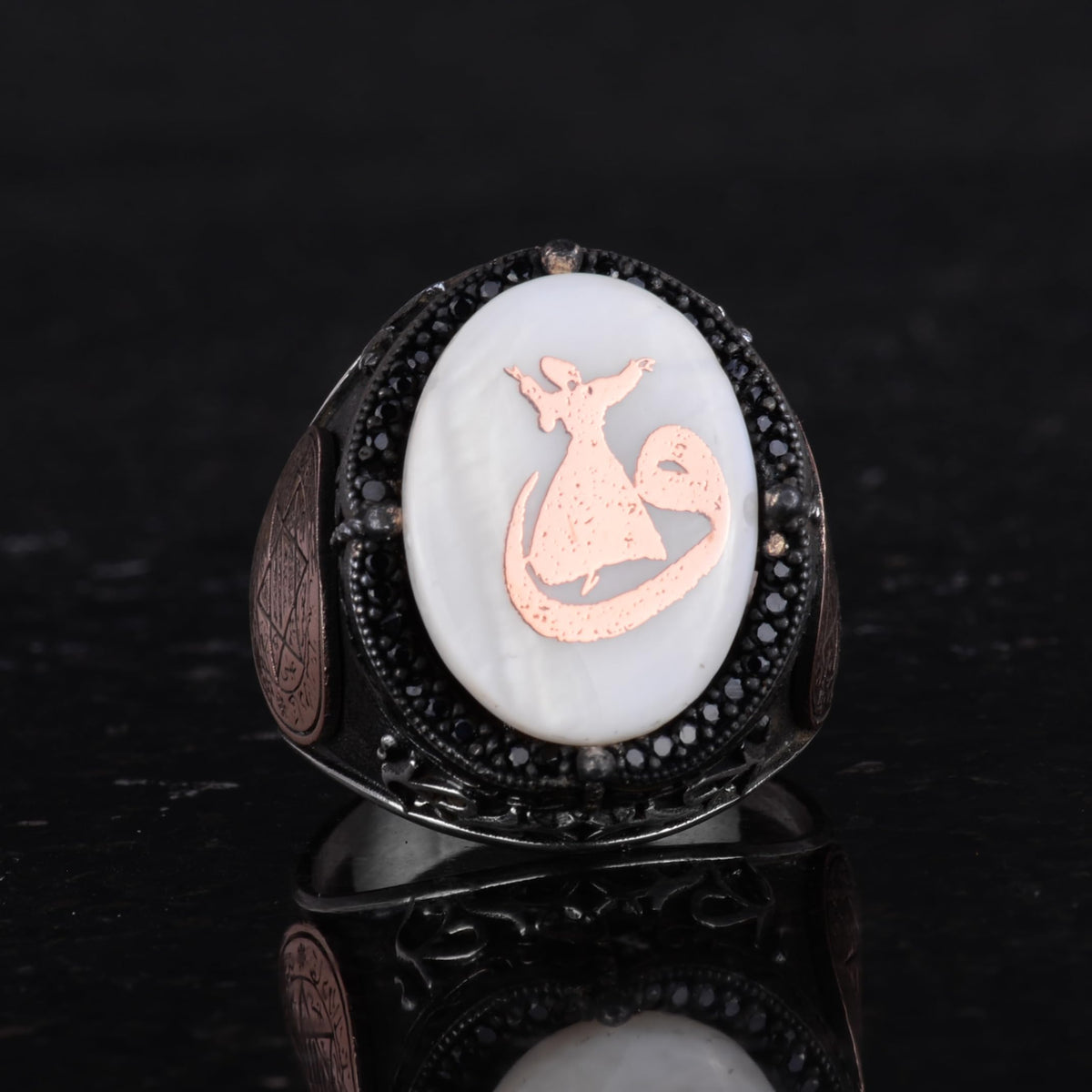 Patterned Handmade Ring - 925 Sterling Silver Men's Ring — 5