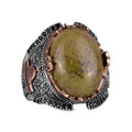 Natural Unakite Stone Ring, 925 Sterling Silver Men's Ring