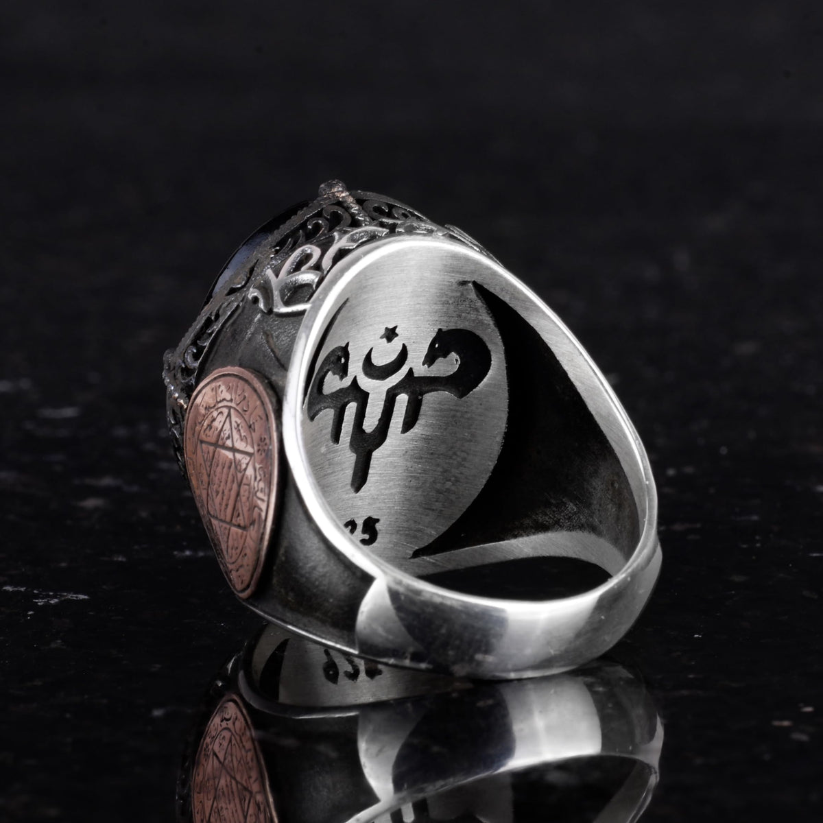 Unique Patterned Ring - 925 Sterling Silver Handmade Men's Ring - Star of David Ring — 7