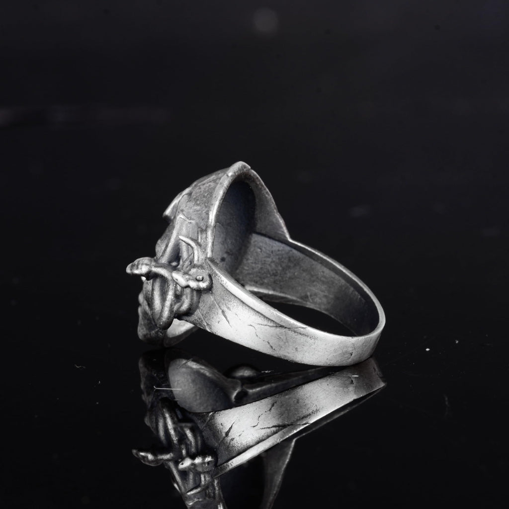 KAMBO 925 Sterling Silver Medusa Head Men's Ring – Handmade Mythological Gothic Ring (Silver) — 7