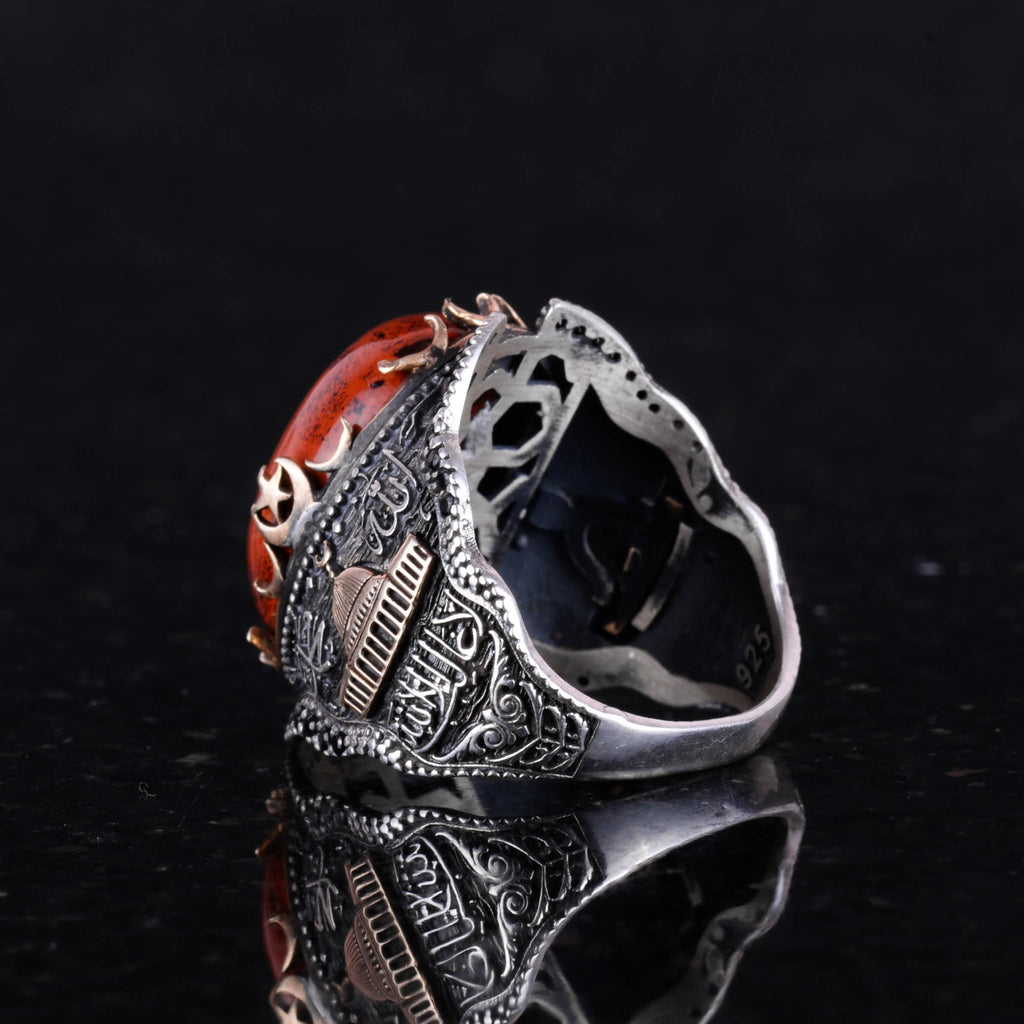 Natural Red Bloodstone Silver Ring — 6