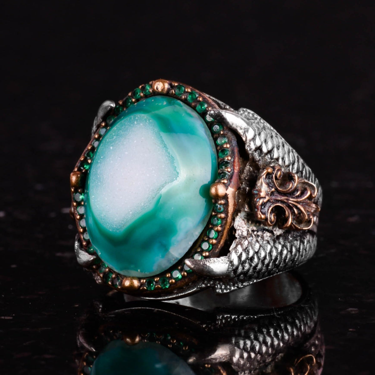 Druzy Quartz Stone Ring, 925 Sterling Silver Ring — 5