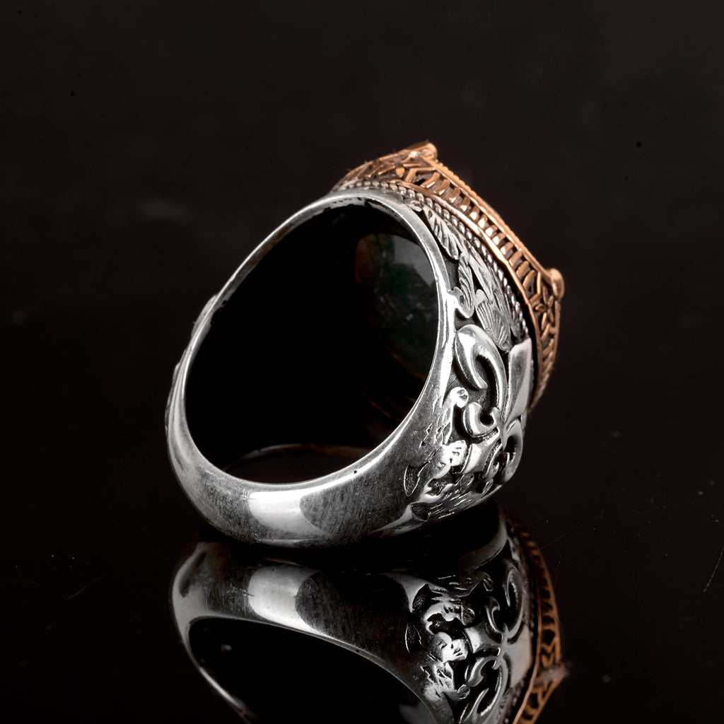 Natural Emerald Stone Silver Ring — 6