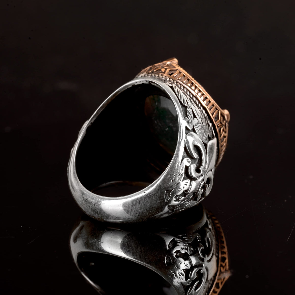 Natural Emerald Stone Silver Ring — 6