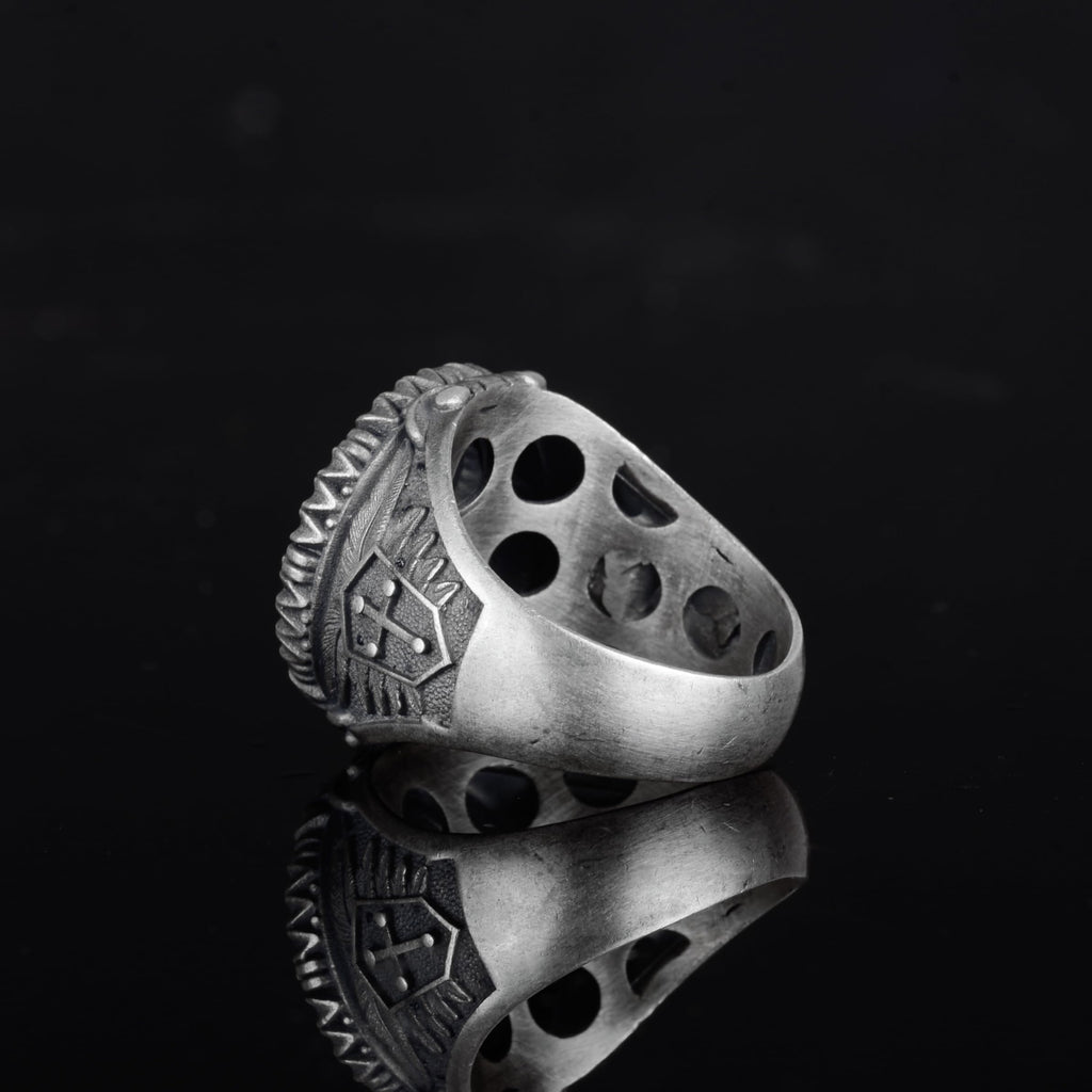 KAMBO 925 Sterling Silver Double Dragon Ring – Handmade Gothic Men's Ring – Fantasy Legendary Creature Jewelry – Bold Statement Ring (Silver) — 7