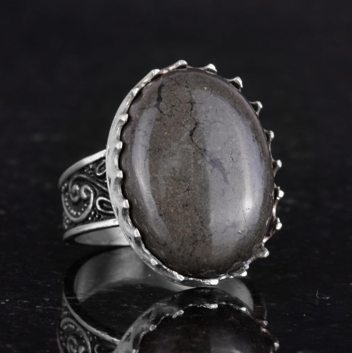 Natural Pyrite Stone Ring - 925 Sterling Silver Handmade Ring — 5