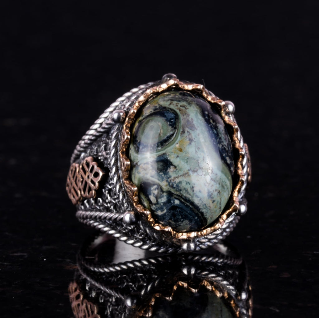 Natural Green Eye Stone Ring — 4