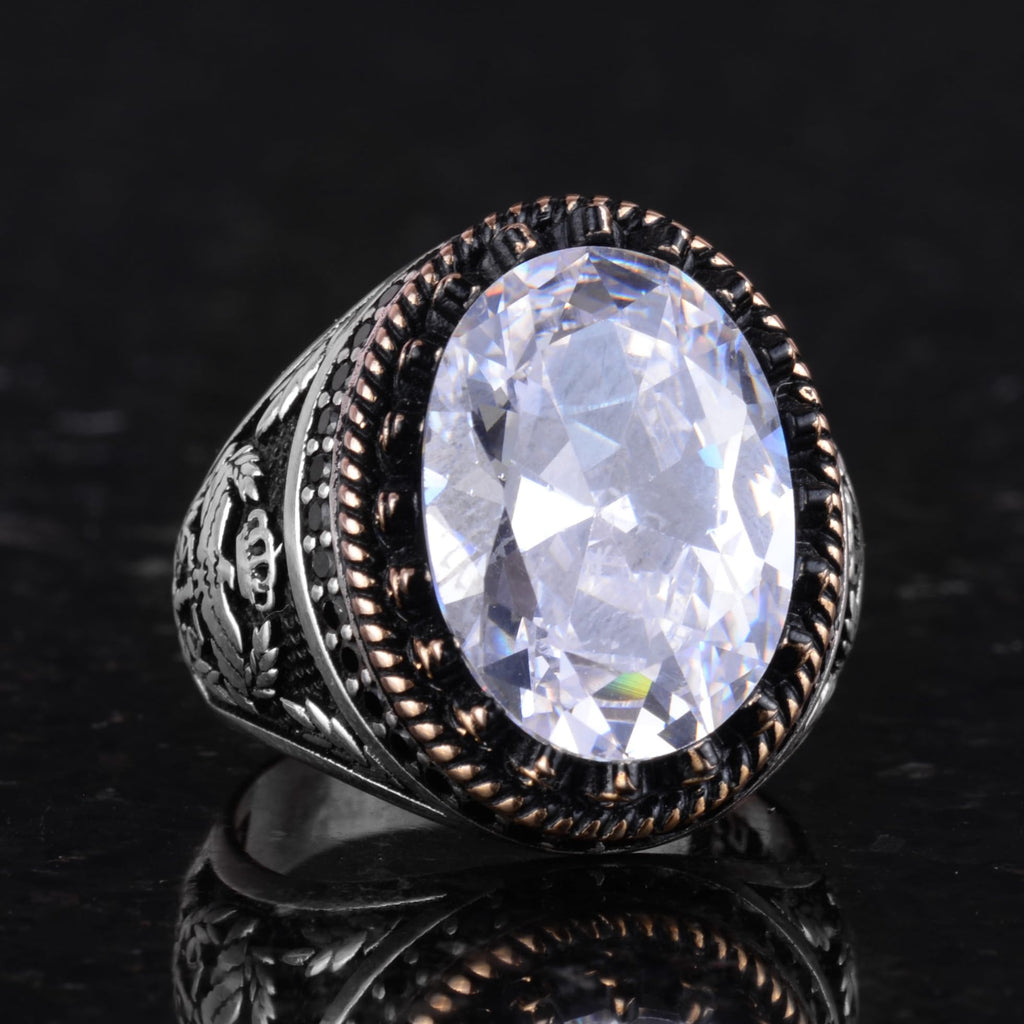 KAMBO 925 Sterling Silver Men's Ring, Synthetic Stone, Eagle Symbol, Handmade Ring (Model-2) — 5