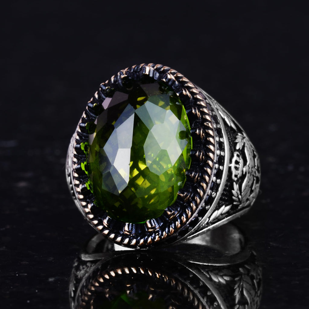 925 Sterling Silver Stone Ring, Eagle Symbol, Handmade Ring — 6