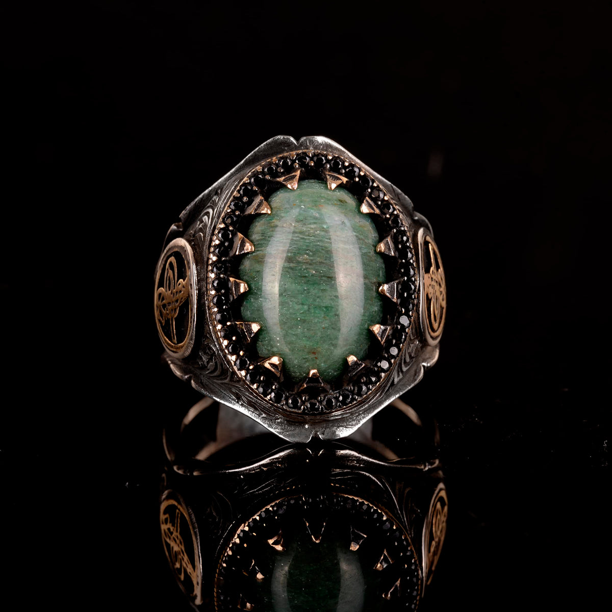 925 Sterling Silver Ring - Natural Green Bloodstone — 2