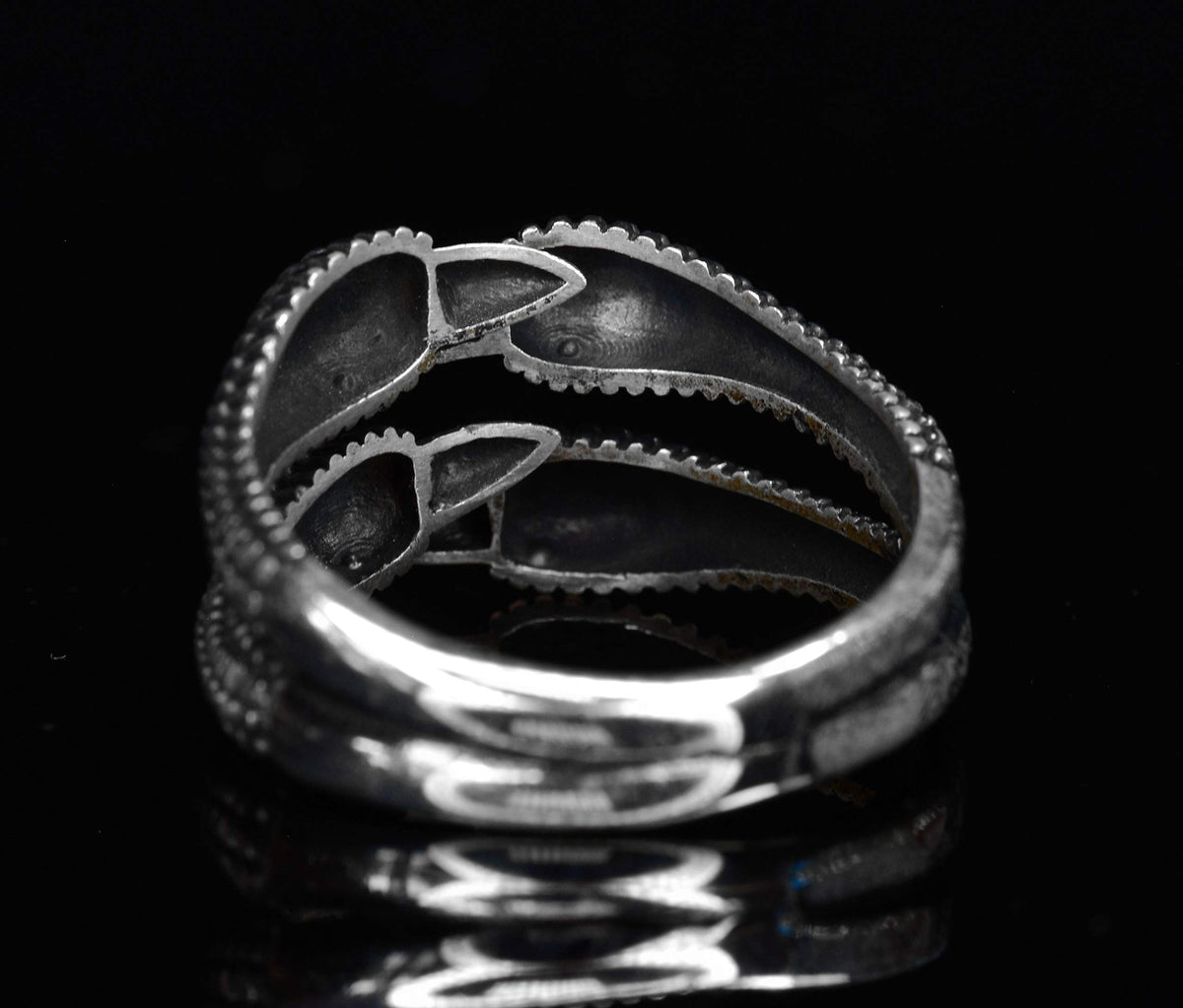 KAMBO Men's 925 Sterling Silver Claw Motif Biker Ring – Statement and Bold Design — 4