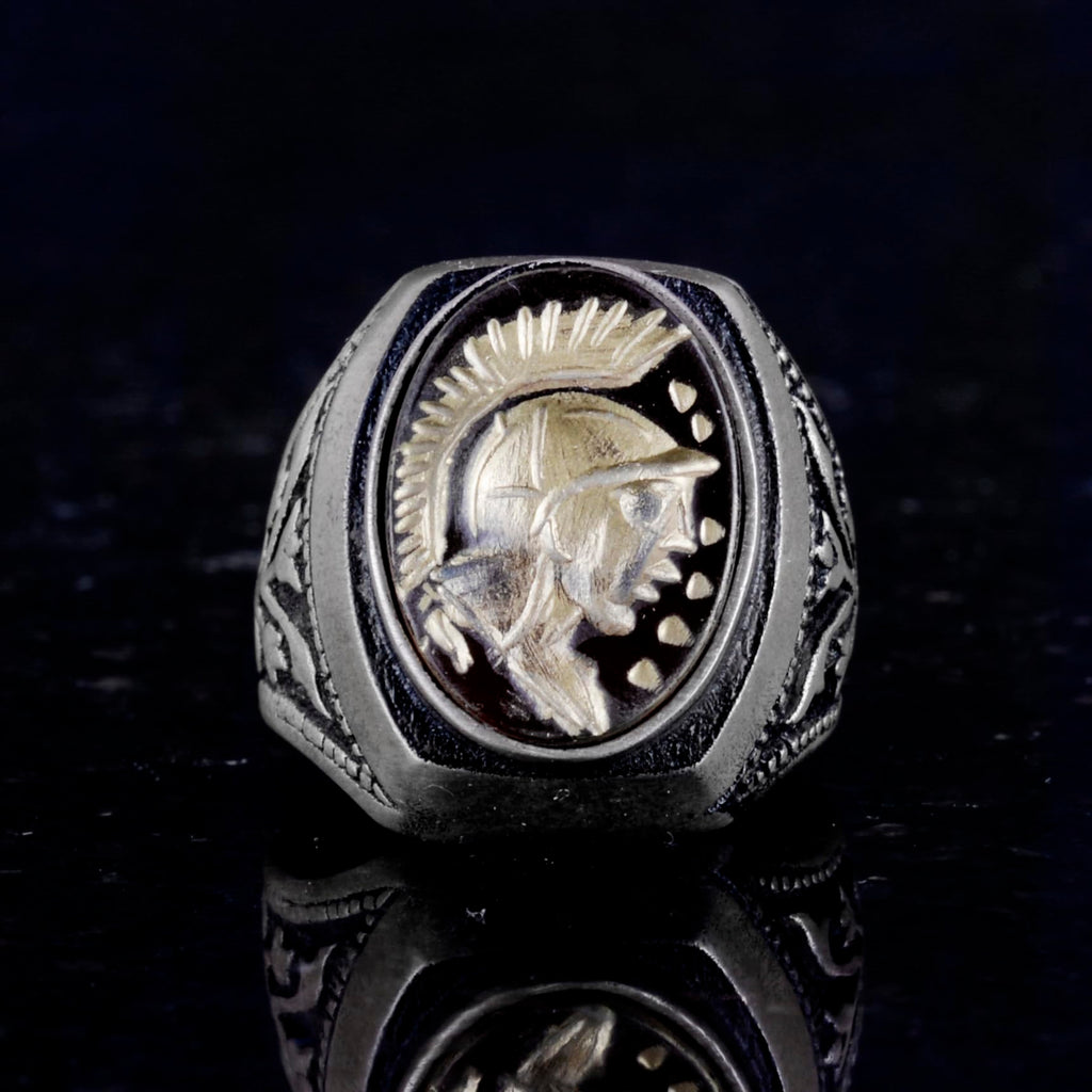 American Chief Ring - Natural Red Agate Stone Ring - 925 Sterling Silver Ring - Carved Stone Ring — 4