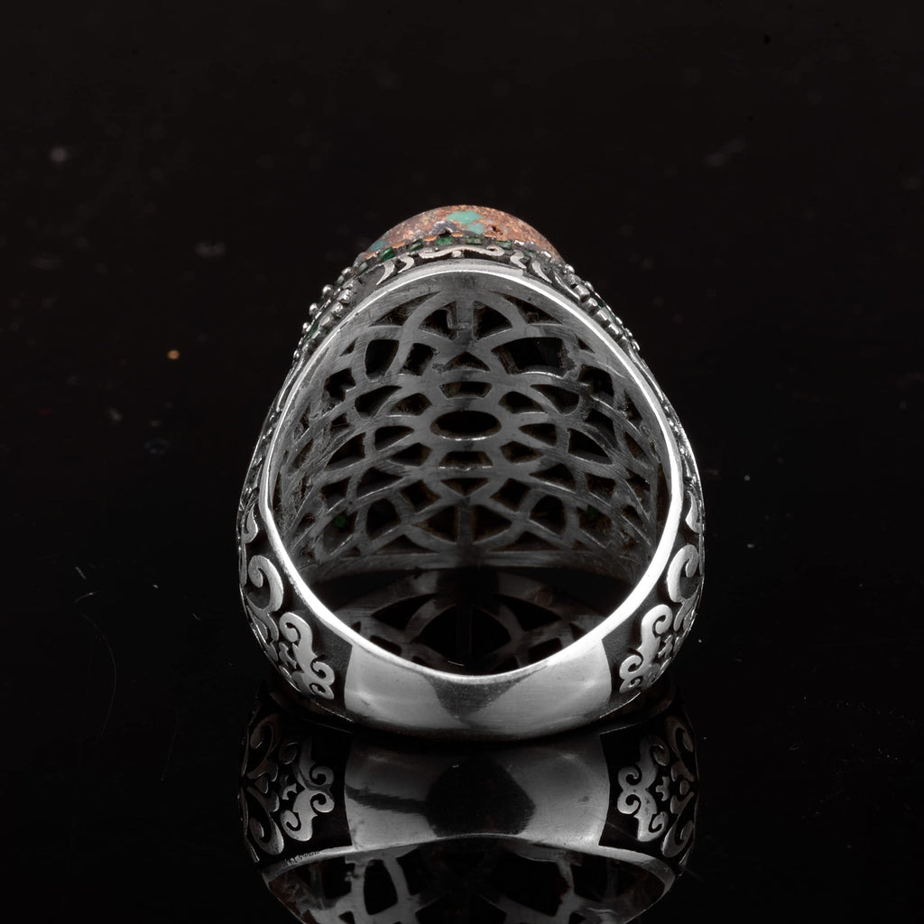Natural Arizona Turquoise Stone Ring - Minimalist Design, 925 Sterling Silver — 6