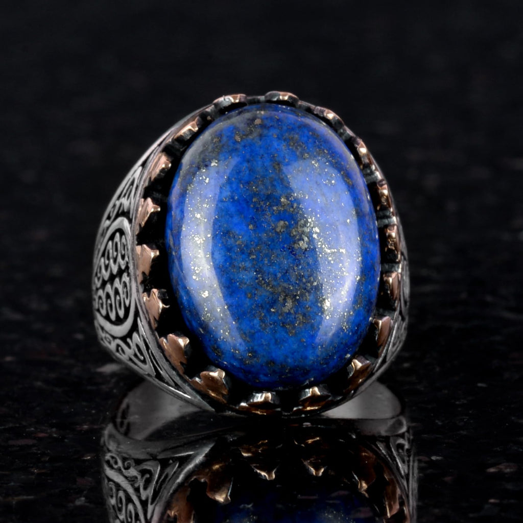 925 Sterling Silver Men's Ring - Lapis Lazuli Stone — 2