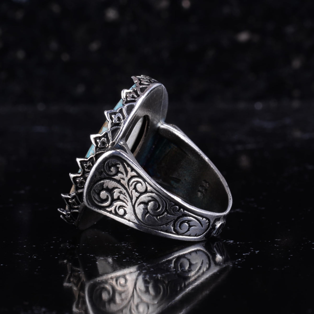 KAMBO Natural Agate Roman Emperor Cameo Large Men's Ring 925 Sterling Silver Caesar Profile Intaglio Vintage Statement Ring — 7