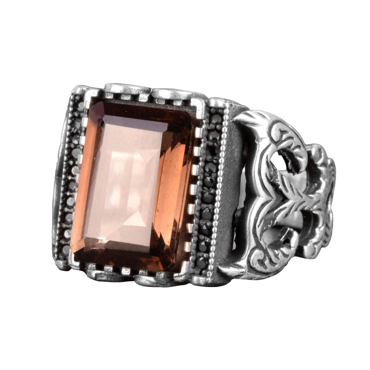 Natural Smoky Quartz Stone Ring (Model-2)