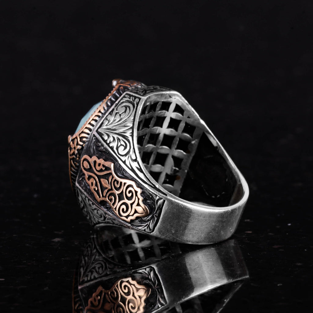 925 Sterling Silver Ring - Natural Amazonite Stone Ring — 7