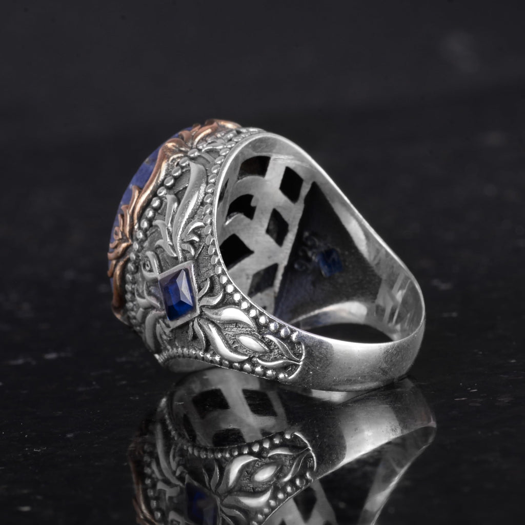 Natural Sodalite Stone Ring - 925 Sterling Silver Handcrafted Ring — 7