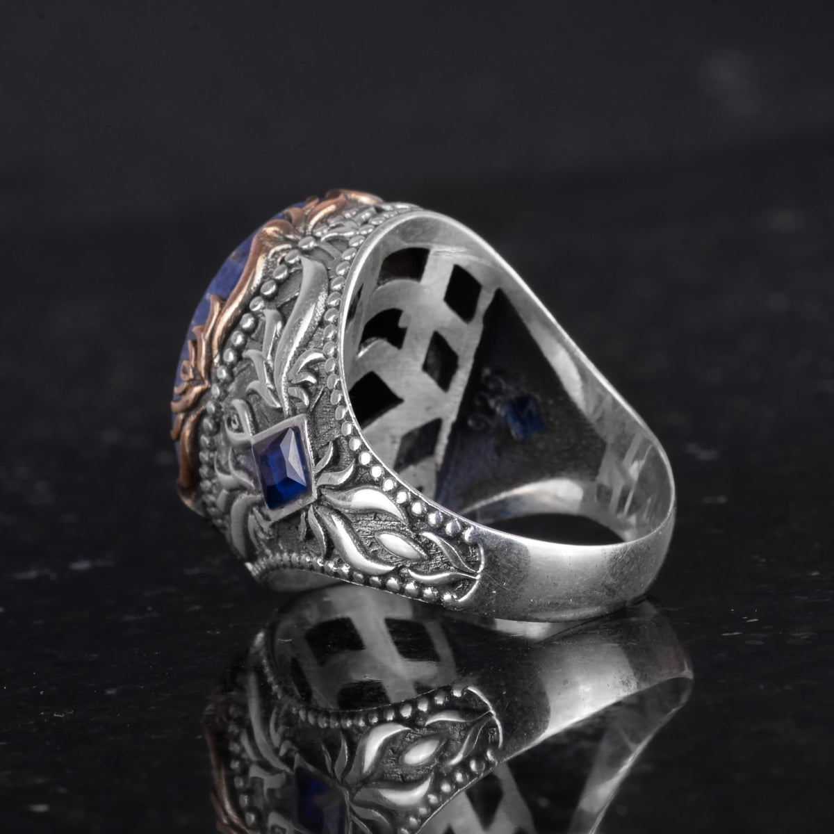 Natural Sodalite Stone Ring - 925 Sterling Silver Handcrafted Ring — 7