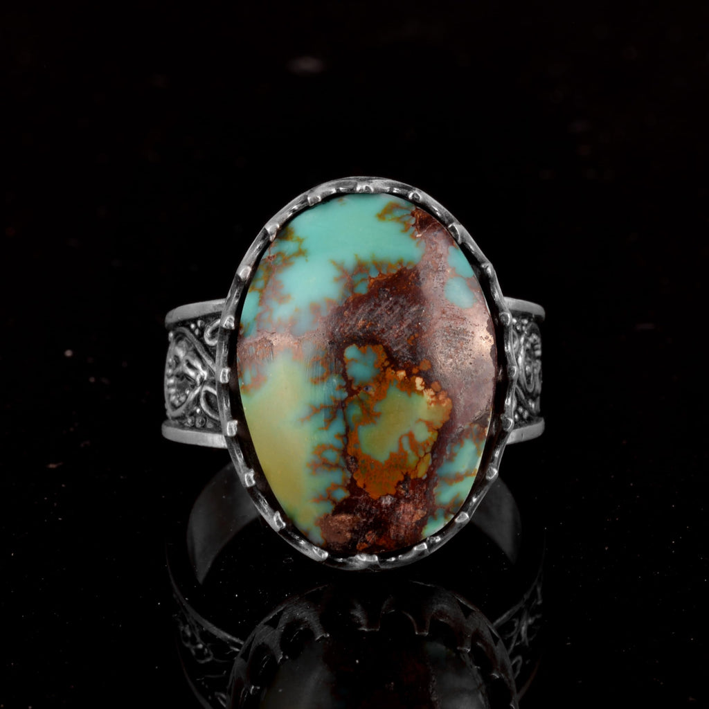 Natural Arizona Turquoise Stone Ring - 925 Sterling Silver (Model-6) — 2
