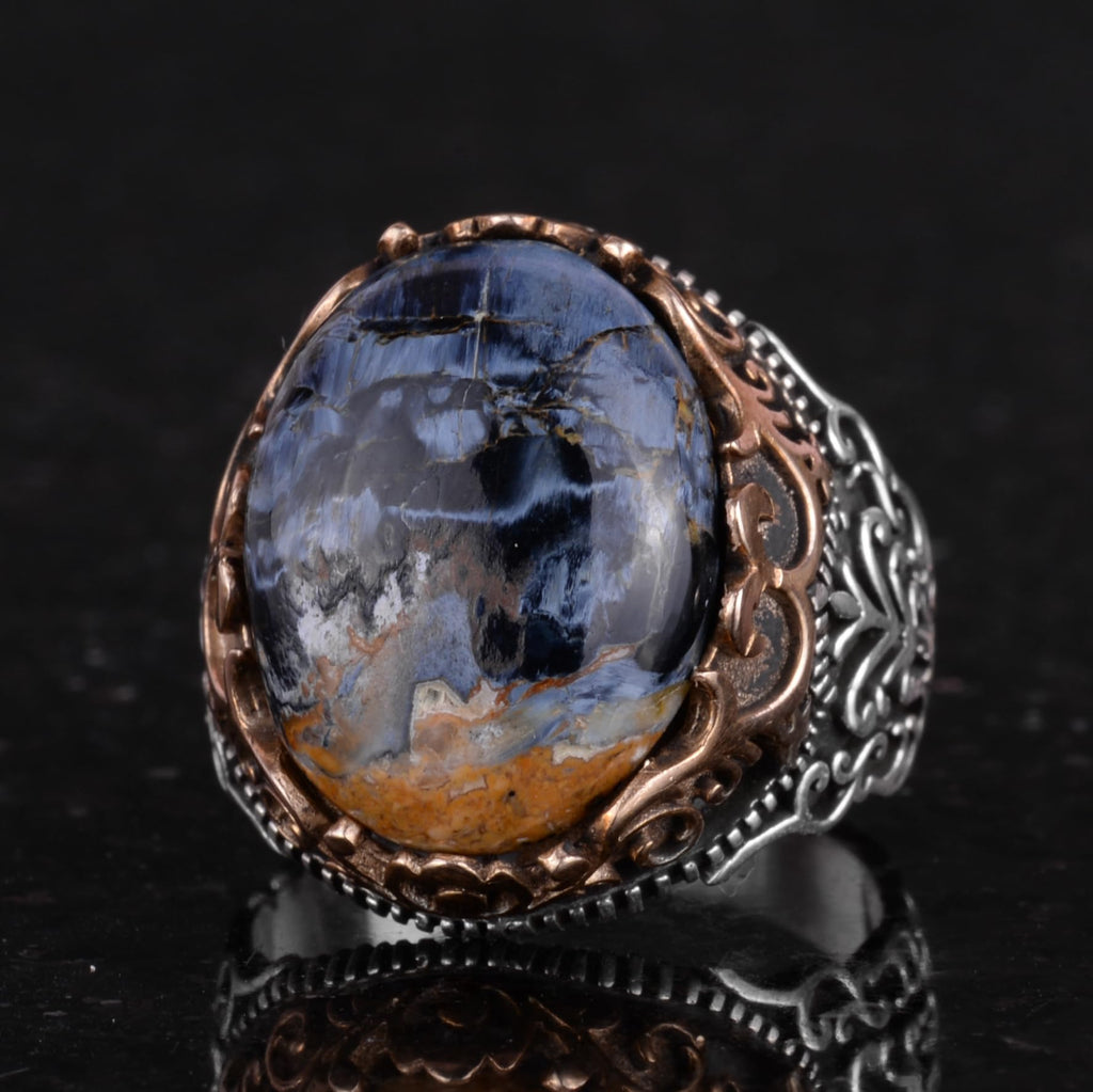 Natural Pietersite Stone Handmade Ring - 925 Sterling Silver — 6