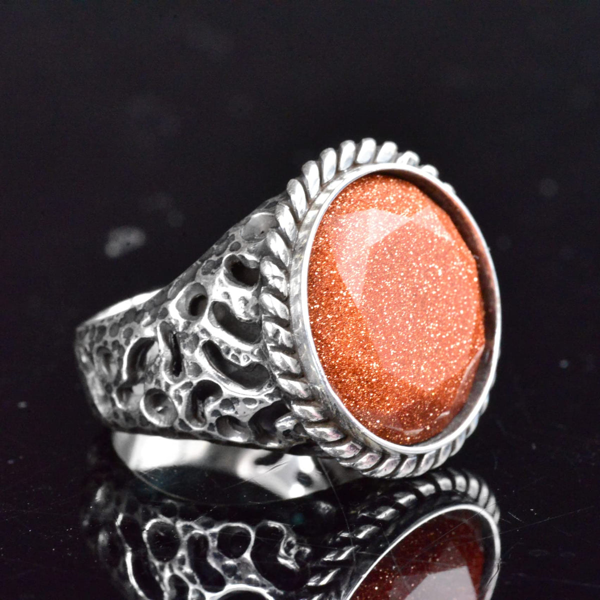 Handcrafted Vintage Ring, 925 Sterling Silver Men's Ring, Artificial Star Stone Men's Ring — 4
