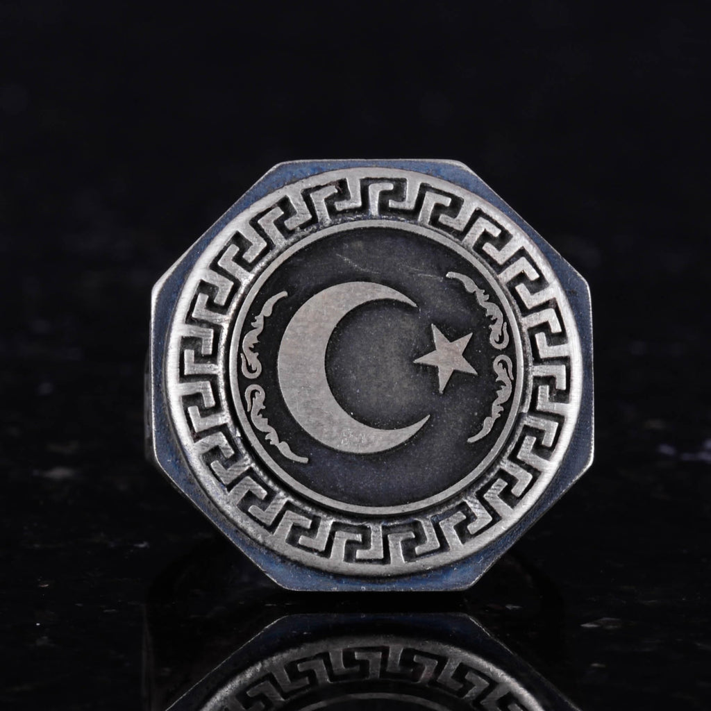 925 Sterling Silver Ring - Greek Pattern Men's Ring - Handcrafted Ring — 4