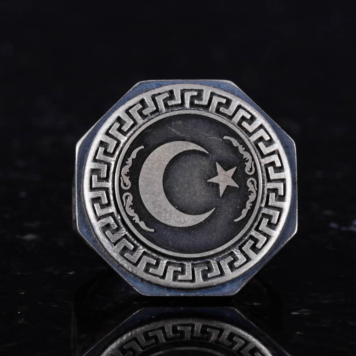 925 Sterling Silver Ring - Greek Pattern Men's Ring - Handcrafted Ring — 4