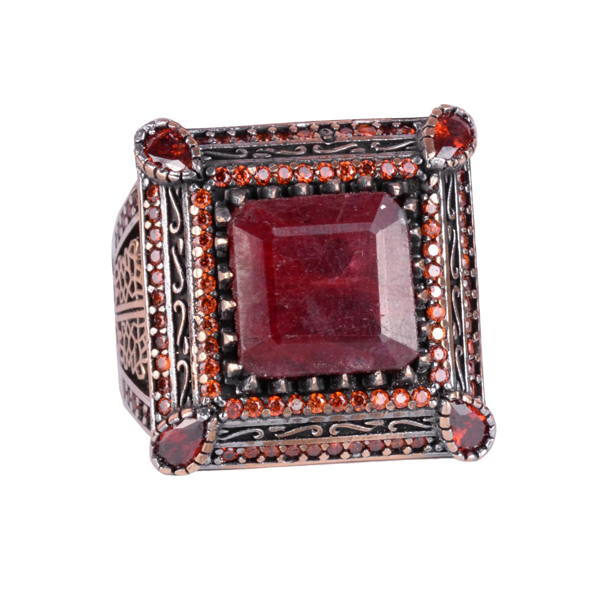 Real Natural Ruby Stone Men's Ring - Handmade, 925 Sterling Silver Ring