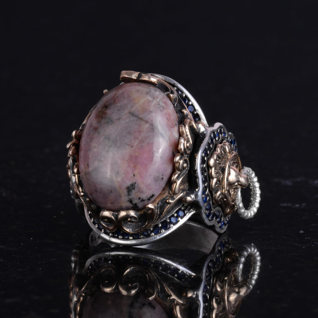 Handmade Natural Rhodonite Stone Ring — 5